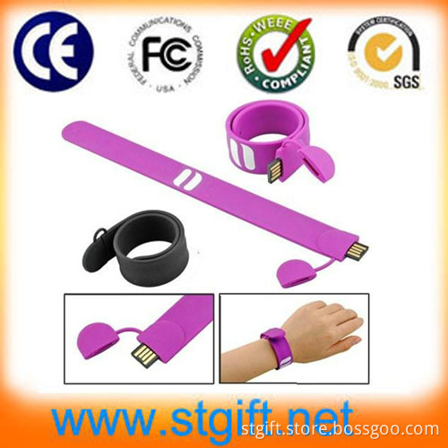 Silicone 1GB USB Flash Drive Bracelets Custom Memory Disk USB Stick Pen Drive (TC-624)